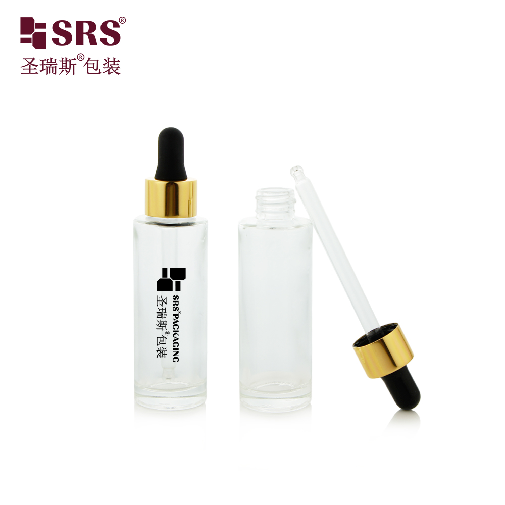 Wholesale Glass Hair Oil Essential Oil Dropper Bottle 30ml Round Shape Glass Skin Care Serum Bottle