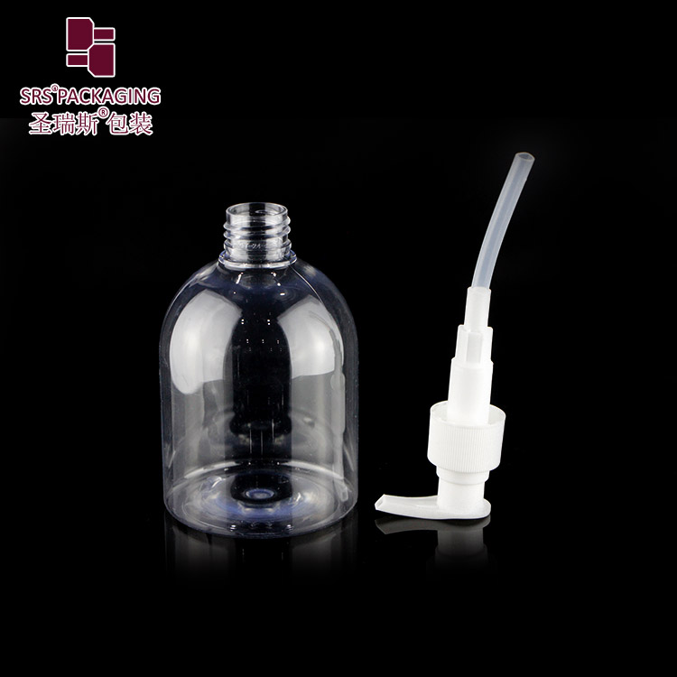 Wholesale empty round shape transparent bottle pet 300ml hand washing container with pump