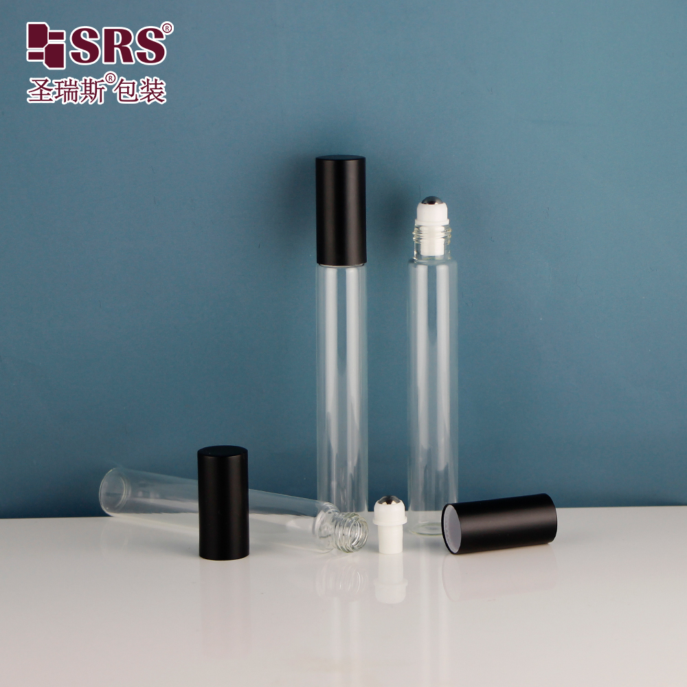 SRS packaging high quality 10ml 15ml roll on clear empty glass perfume essential oil bottle