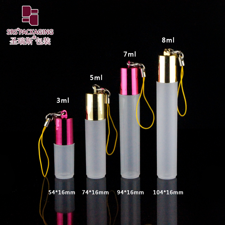 hot seal metalized cap slim injection white 3ml 5ml 7ml 8ml roll-on hanging car perfume bottle with hook